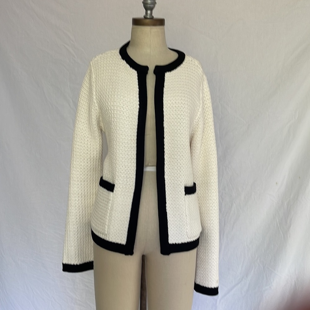 Cream with black Ann Taylor jacket in size M